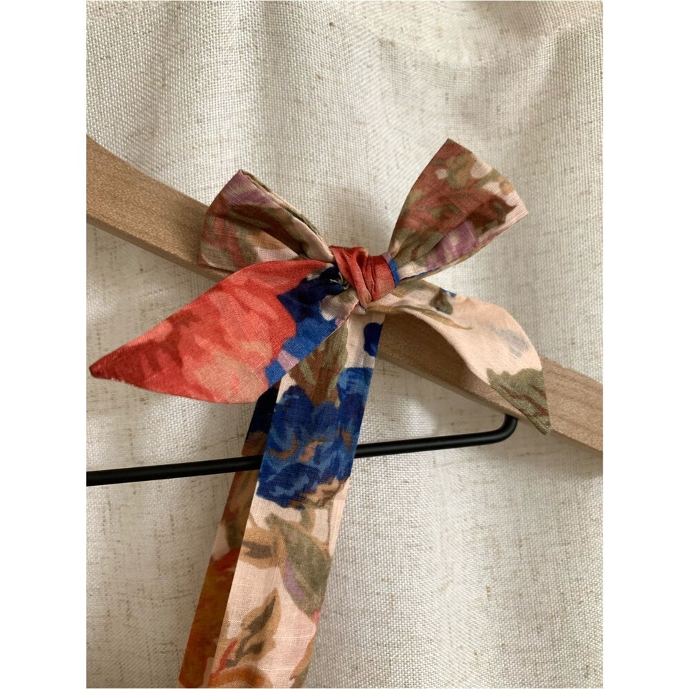 Zimmermann 100% Cotton Peach Floral Tie-Shoulder Sundress Blue Accents Girls - Picture 4 of 8